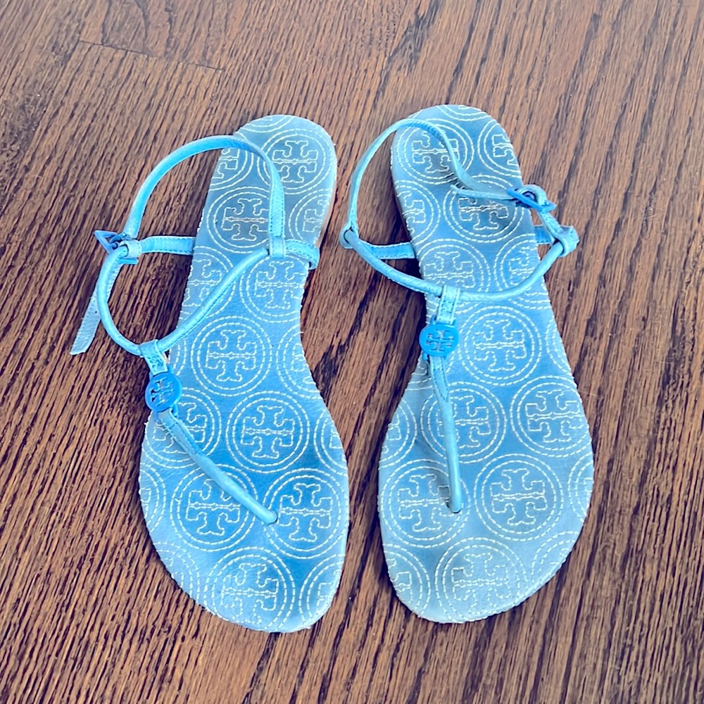 Blue Tory Burch Flat Sandals